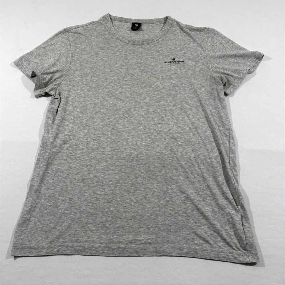 G Star Raw T Shirt Rodis RT Gray Logo Slim Fit Short Sleeve Crew Top Mens Sz L